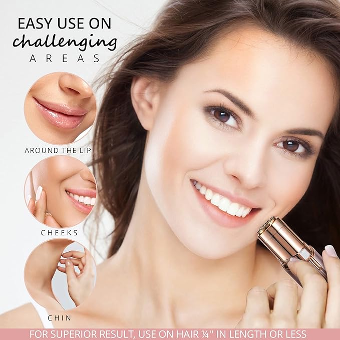 Facial Hair Removal for Women: Electric Hair Removal Device - Rechargeable Painless face Razor for Chin Upper Lip Peach Fuzz with Light (Pink)