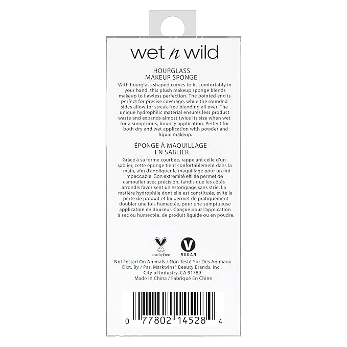 wet n wild Makeup Sponge - Low Product Absorption for Streak-Free Application, Effortless Blending Beauty for a Smooth Professional Looking Finish, Cruelty-Free & Vegan-Hourglass
