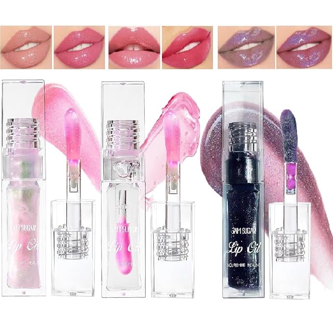 3 Pcs Magic Color Changing Lip Oil, Plumping Lip