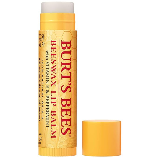 Burt's Bees Lip Balm, Lip Moisturizer With Responsibly Sourced Beeswax, with Vitamin E & Peppermint Oil, Natural Origin Moisturizing Care, 1 Tube, 0.15 oz.