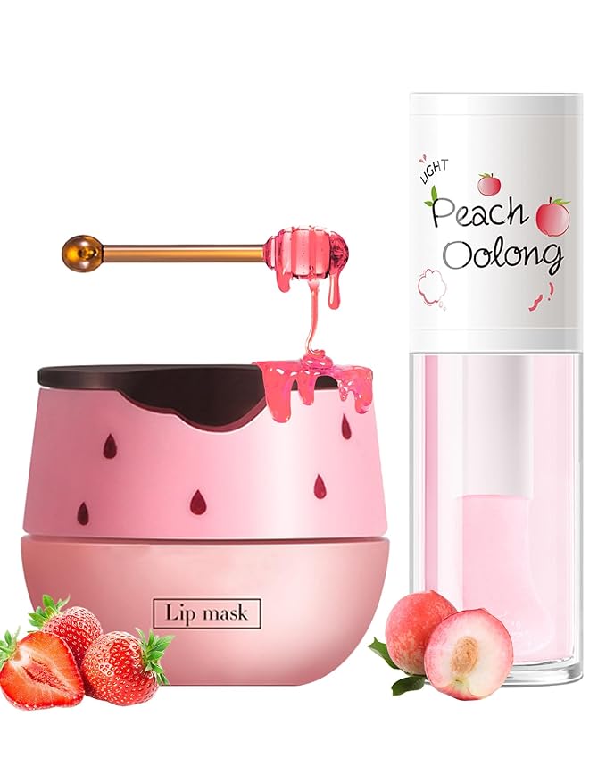 2PCS Strawberry Lip Balm Honey Pot Exfoliator
