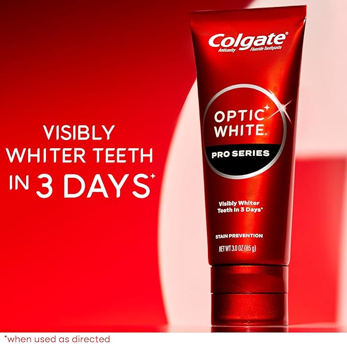 Colgate Optic White Pro Series Whitening Toothpaste with 5% Hydrogen Peroxide, Stain Prevention, 3 Oz Tube