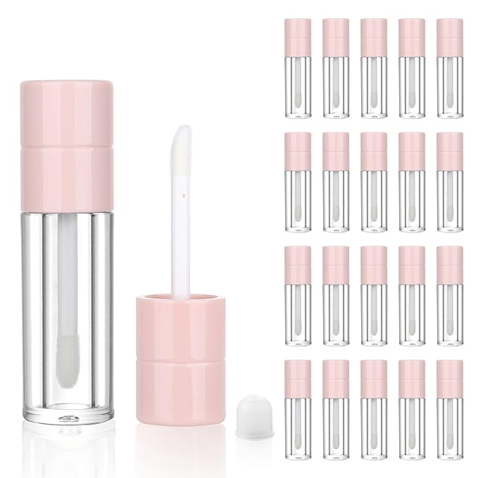 COSIDEA 20pcs Round 4ml 0.13oz Pink Empty lip 4ml