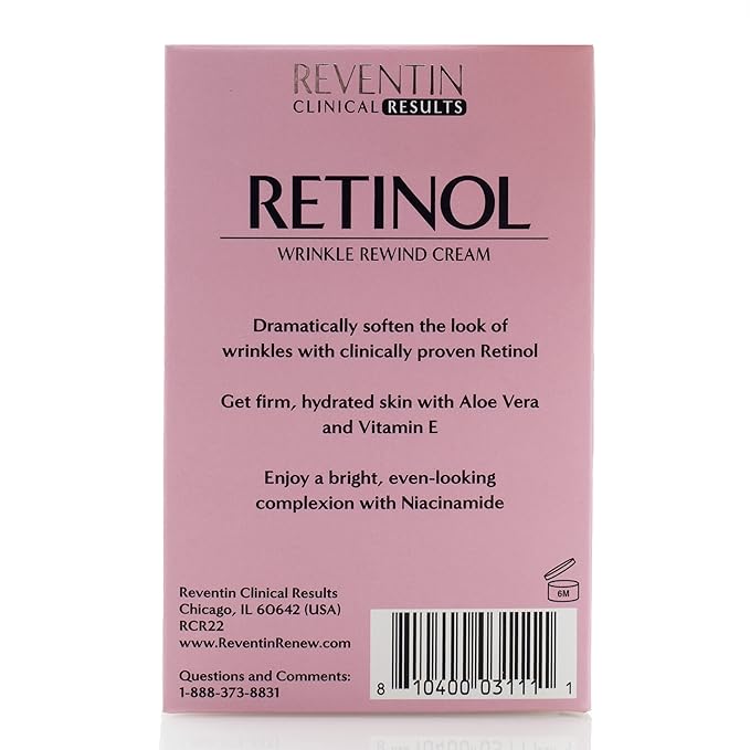 Clinical Results Retinol Wrinkle Rewind Anti Aging Face Lotion Moisturizer For Wrinkles, Age Spots, & Dry Skin - Retinol Night Cream with Aloe Vera, Vitamin E, & Niacinamide, 1.5 Fl Oz