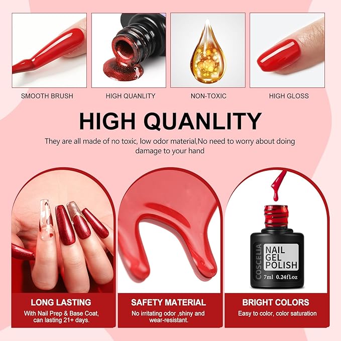 COSCELIA 57pcs Gel Nail Polish Kit with U V light Starter Kit 40 Colors Summer Gel Polish Set 5pcs Top and Base Coat Glossy Matte Glitter Beautiful Nail Stickers Gel Manicure Kit DIY Gifts for Women