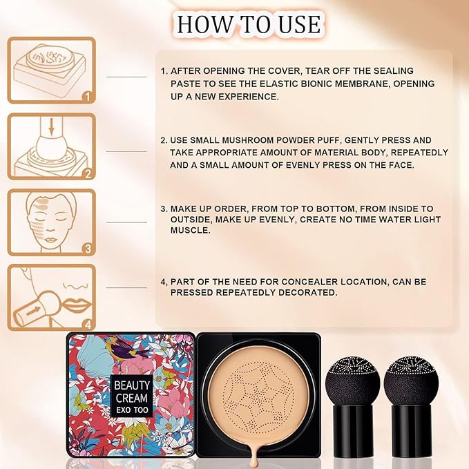 2 Pack Beauty Cream EXO TOO Foundation, Beauty Head Sponges