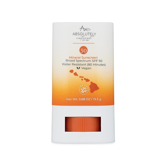 SPF 50 Mineral Sunscreen Stick with Rose Hips Oil, Cruelty Free and Reef Safe, Vegan Blend for Face and Body, Made in USA