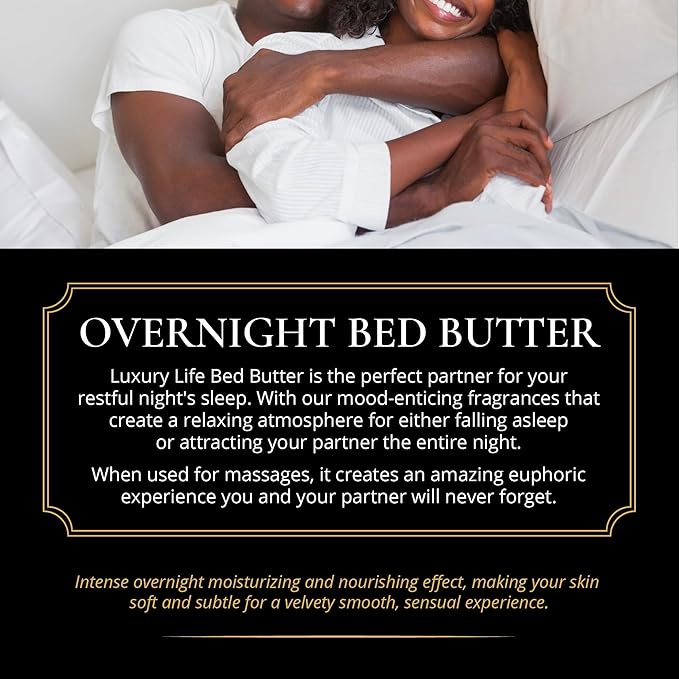 LUXURY LIFE Bed Butter - Scented, Luxurious Body Butter With All-Natural Hyaluronic Acid For Soft, Glowing, Hydrated Skin - For Men & Women - For All Skin Types - Warm Compliments Scent, 5 oz