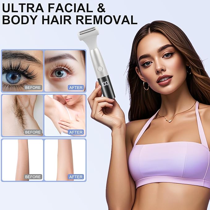 5 in 1 Bikini Trimmer for Women - Electric Razors for Women, Cordless Rechargeable Electric Shaver, IPX7 Waterproof Wet Dry Lady Body Hair Remover for Face Nose Eyebrow Arm Leg Pubic Armpit Bikini