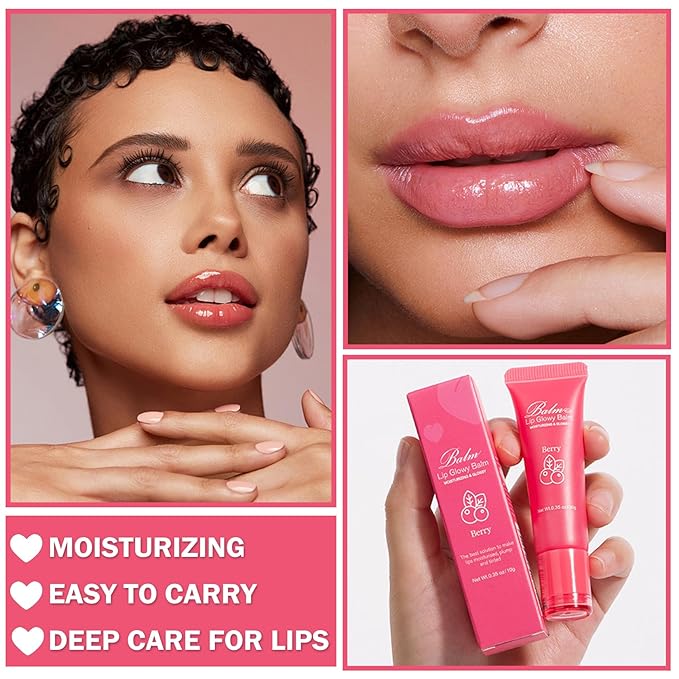 Lip Glowy Balm Moisturizing Lip Balm Plumping Lip Gloss Lip Sleeping Mask Lip Butter Balm Day Night Lip Care Glowy Lip Balm - Peach