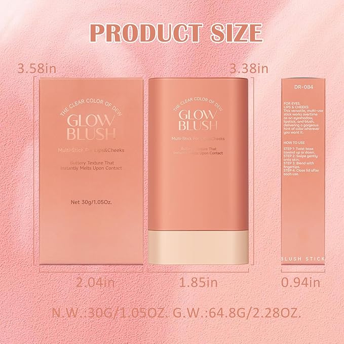 DAGEDA Cream Blush For Cheeks, 2-in-1 Face Blush Makeup (Pink)