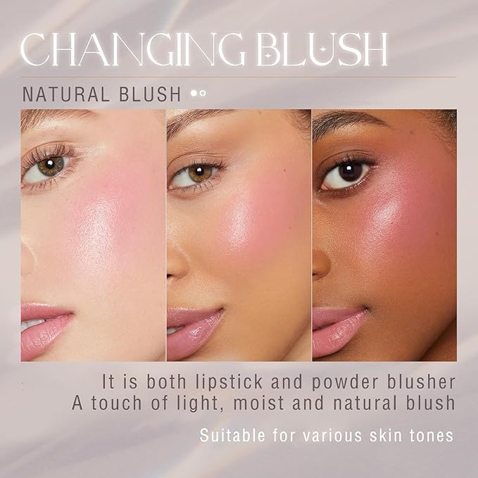 2PCS Color Changing Blush Stick for Cheeks Makeup,Clear Stick