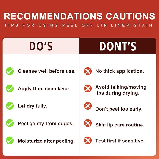 Lip Stain Peel Off - Lip Liner Waterproof, Lip Liner Stain Transfer Proof & Plumping, Moisturizing Non-Stick Cup Matte Finish Stay On All Day, Rose Color