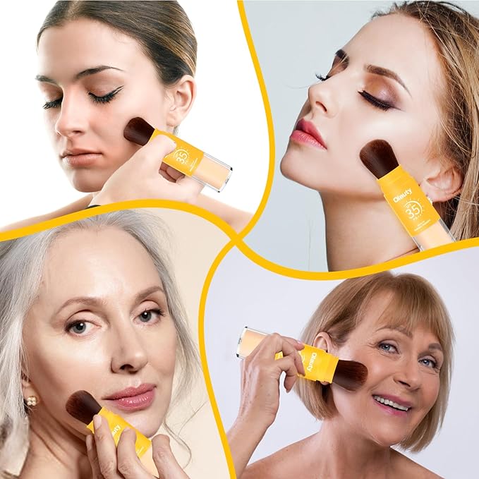 Mineral Sunscreen Setting Powder, SPF 35, Translucent Setting Brush Powder for Face, Long Lasting Oil Control Matte Loose Powder, Lightweight, Breathable (02# Medium)