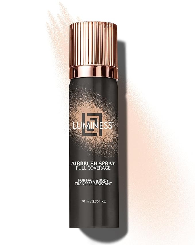 LUMINESS Spray Airbrush Foundation Makeup, Shade 010 - Lightweight, Full Coverage Foundation for Face, Neck & Body - Water-Based Concealer for Seamless Blending, Natural-Looking Finish, 2.36 fl oz