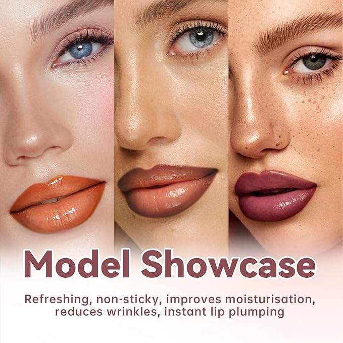 Nude Plum Peel Off Lip Liner Stain Tattoo with Nude Pink Lip Gloss Glow Oil, Non-Stick Cup High Shine Lip Combo Waterproof Long Wear Lightweight Glossy Lipstick Makeup