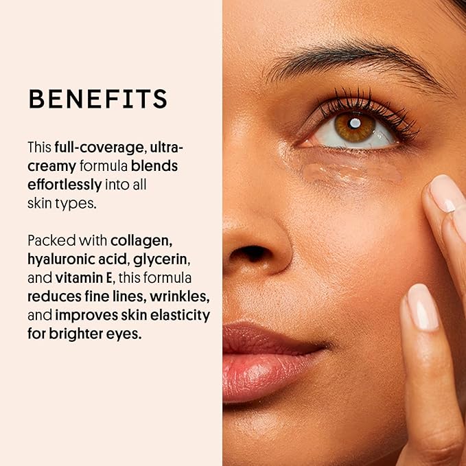 Winky Lux Peeper Perfect Under Eye Concealer, Makeup & Eye Brightener, Full Coverage Concealer for Dark Circles, Color Corrector & Eye Primer With Collagen, Hyaluronic Acid & Vitamin E (Neutral Beige)