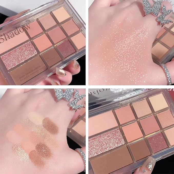 12 Girds Colorful Matte Shimmer Eyeshadow Palette for Eye Makeup,High Pigmented Eye Shadow Primers Powder Palet de sombras de ojos 12-B