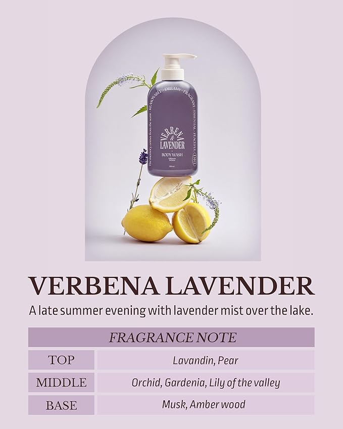 ODID Milk in Cera Perfume Body Wash - Korean Moisturizing Body Cleanser for All Skin Types - Subtle Verbena Lavender Scent - with Milk Protein and Ceramide, 16.9 fl.oz.