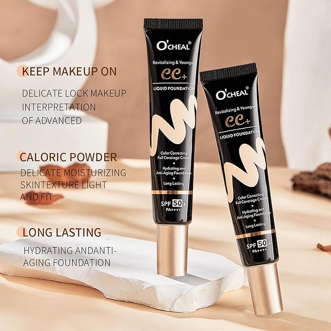 CC Cream Tinted Moisturizer with SPF 50, Color Correcting CC Cream, CC Cream Foundation Full Coverage Correcting Skin Tone, Cover Blemish, Hydrating & Long-Lasting Matte CC Cream (Natural)