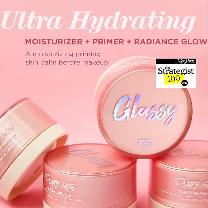 TOUCH IN SOL Pretty Filter Glassy Skin Balm Primer 1.05 oz. – Skin Smooth Moisturizing Primer before Makeup - Natural Glow Face Cream Moisturizer with Shea Butter and Rose Flower Water