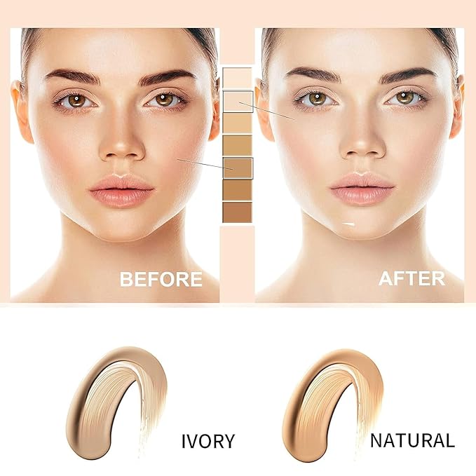 NOISSUE Cc Cream Skin Tone Adjusting CC Cream SPF 50, Face Sunscreen and Foundation, Colour Correcting Self Adjusting Soft Moisturizing Skin Tone Gel Invisible Pore Light Oil-Free (2pcs-Ivory)