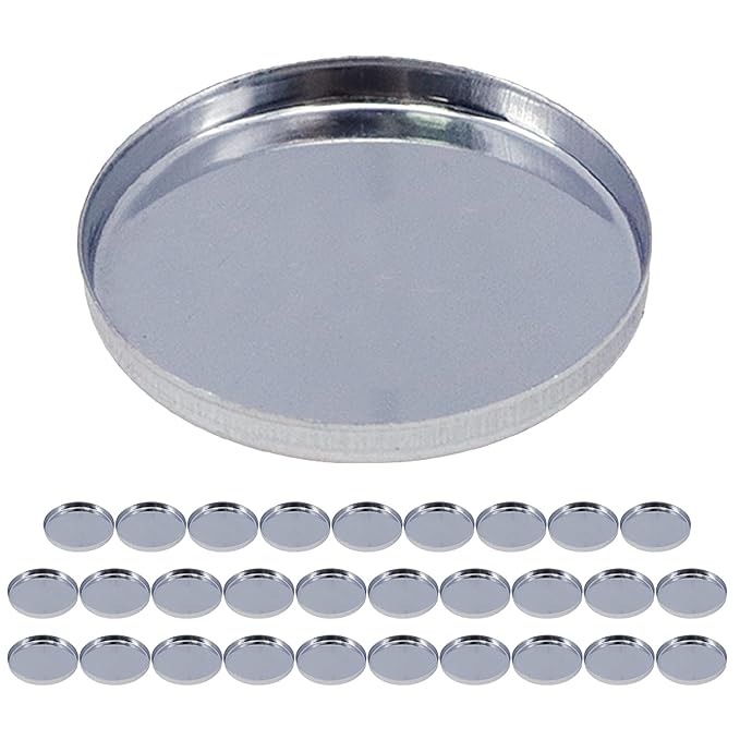 Pack of 30 Empty Round Metal Pans 26mm Eyeshadow Palette Pans Replacement for Magnets Makeup Palettes (3mm Height) Silver