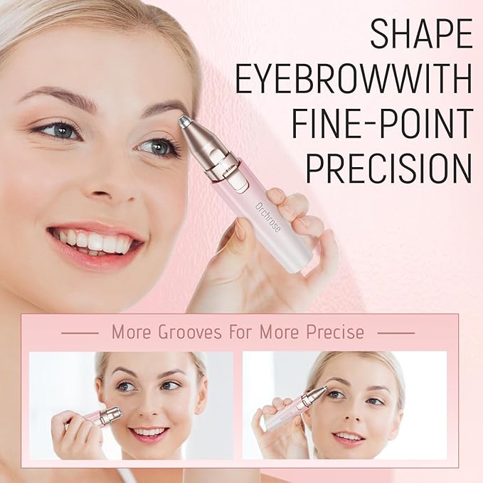 Rechargeable Facial Hair Remover for Women: 2-in-1 Device for Shaping Eyebrows and Removing Face Peach Fuzz (Gradient Pink)
