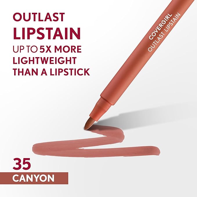 COVERGIRL Outlast Lipstain Bundle - Tangelo 25 & Canyon 35 Shades, Vegan Formula