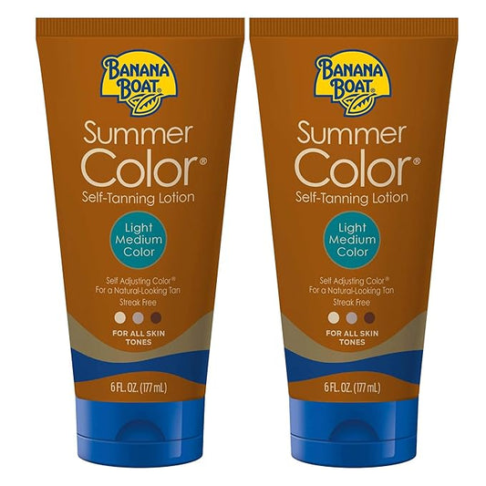 Banana Boat Summer Color Self Tanning Lotion | Light Medium Color for All Skin Tones, Self Tanner Lotion, Sunless Tanning Lotion, Banana Boat Self Tanner, 6oz each Twin Pack