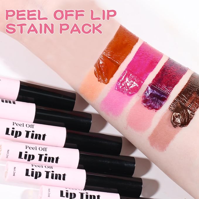 4 Colors Peel off Lip Stain Tint, Long-lasting Long-lasting