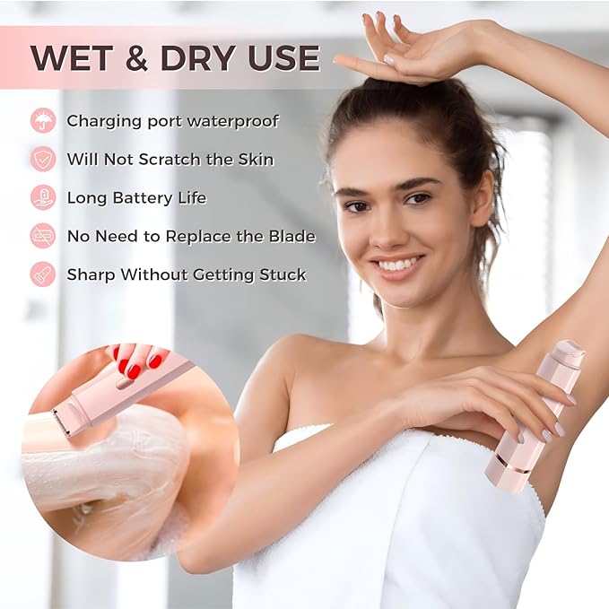 Bikini Trimmer for Women, 2 in 1 Electric Razors for Women, IPX7 Waterproof, USB Rechargeable Wet and Dry Shaver, Suitable for Hair Removal All Over The Body