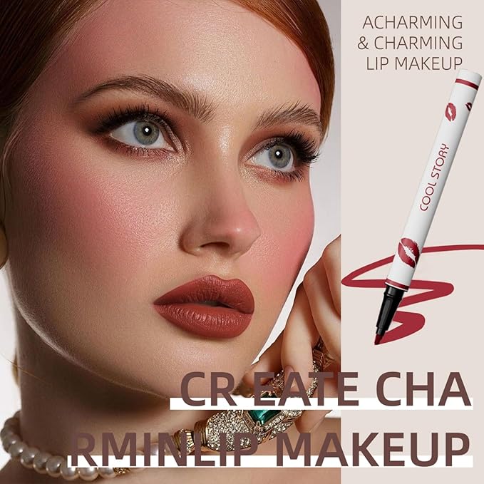 COOL STORY Lip Liner Pencil - Matte Lip Tint Stain Marker - Long Lasting Waterproof 02#