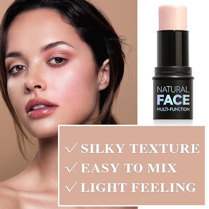 Cream Blush Stick with Brush,Waterproof Multi Cream Blush Skin F1