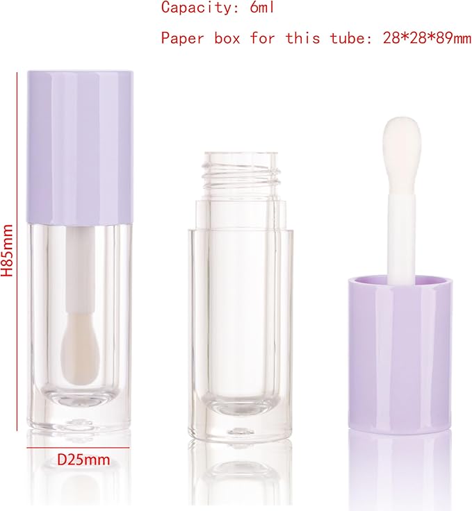 COSIDEA 14pcs Empty 6ml big doe foot wand Chunky lip gloss tubes for DIY lipgloss,Pink round lipgloss containers tubes with thick wand (Purple)