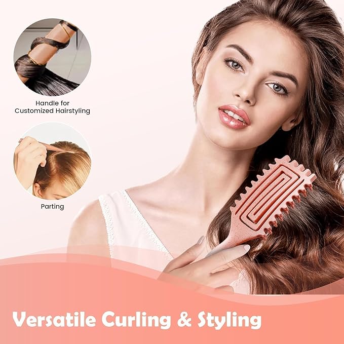 Curl Defining Brush, Curly Hair Brush Defining with Side Gear for Combing, Shaping, and Styling Curly Hair, Lightweight Candy Brush Suitable for All Wet or Dry Hair Types for Women and Men (Beige)