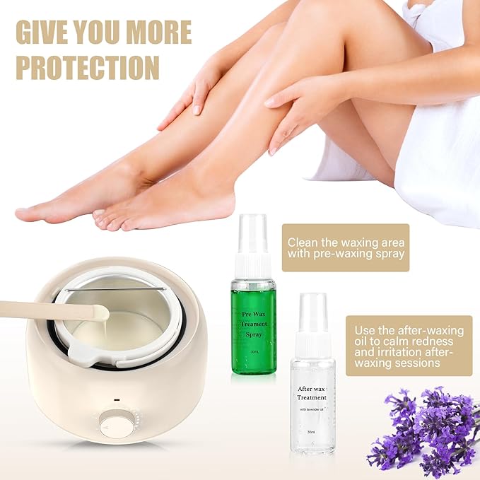 Waxing Kit - TIKESI Wax Warmer for Hair Removal, Hard Wax Kit with 14oz 5 Bags Hard Wax Beans for Full Body, Legs, Face, Eyebrows, Bikini, Brazilian Waxing Kit for Women Men