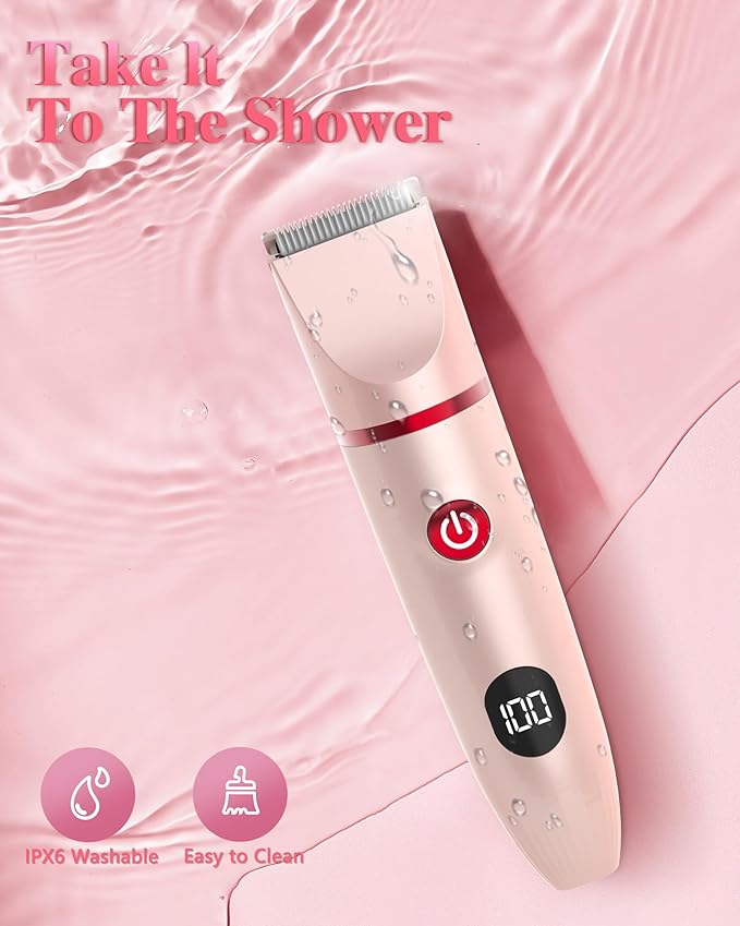 3-in-1 Bikini Trimmer for Women, Electric Razors Shaver for Public Hair - Rechargeable Body Hair Trimmer, Portable Detachable Removal Kit, lPX7 Waterproof Lightweight with LED Display, Gift for Women