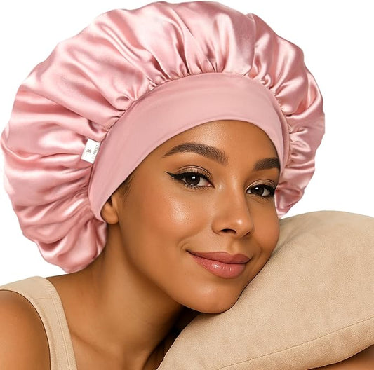 YANIBEST Silk Bonnet for Sleeping Women, Double Layer Hair Satin Bonnets with Elastic Band, Sleep Cap Curly Natural Hair