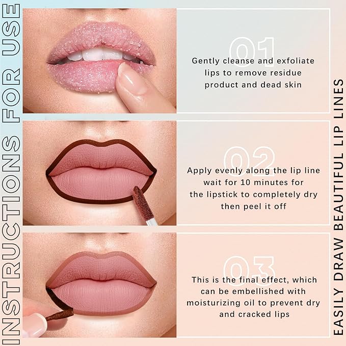 3 Colors Peel Off Lip Liner Stain Set, Magic