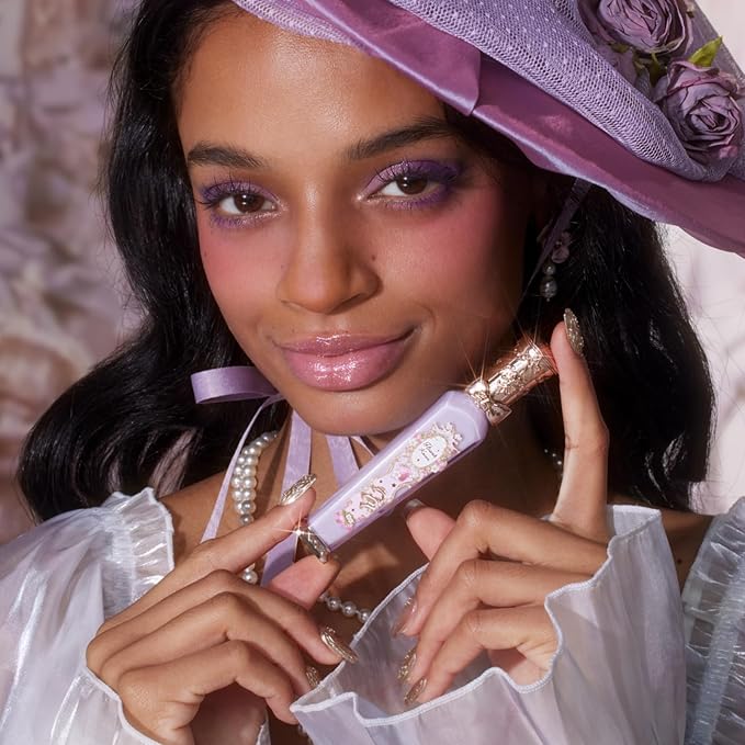 Flower Knows Violet Strawberry Rococo Glowy Lip Gloss,Moisturizing Shine Lip Oil,Hydrating Glitter Lip Plumper Makeup for Girls&Women,Vegan & Cruelty-Free,0.12 Fl Oz,1 Count (G03 Berry Bomb)