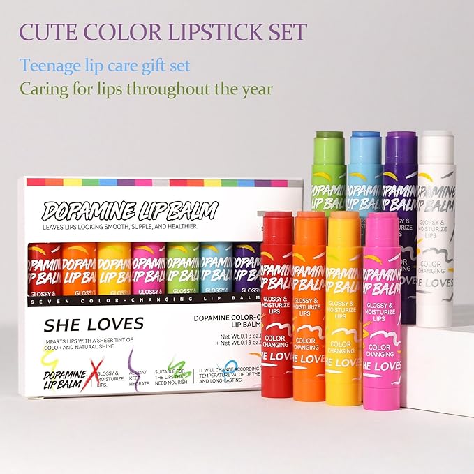 Tinted Lip Balm, Lip Moisturizer For Very Dry Lips, Lip Balm Hydrating, 8pcs Color Lip Balm Set Nourishing Cracked Lips, Lip Tint Lip Care Products Birthday Gifts Set For Teens