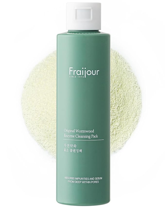 Wormwood Enzyme Cleansing Pack – Korean Powder Face Cleanser & Exfoliant with Papaya Enzyme, AHA BHA PHA, Low pH, Clears Acne & Pores, Smooths Texture, for All Skin Types, 2.82 oz.