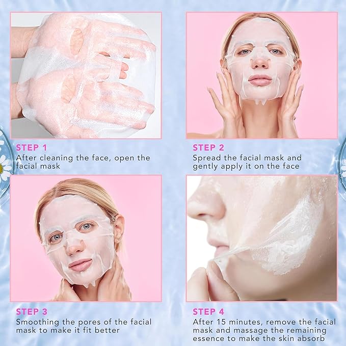 VESPRO 24 Pack Face Masks Skincare for Women, Moisturizing Face Mask Skin Care Suitable for All Skin Types, Bulk Sheet Facial Mask Gifts Set for Spa Party, Facial Masks for Women Skin Care