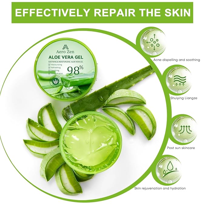 Organic Aloe Vera Gel for Face Made within 12 Hours of Harvest, 98% Pure Aloe Vera Gel for Skin, Scalp, & Hair, Soothing Aloe Face Moisturizer, Multipurpose Skin Care（20oz）