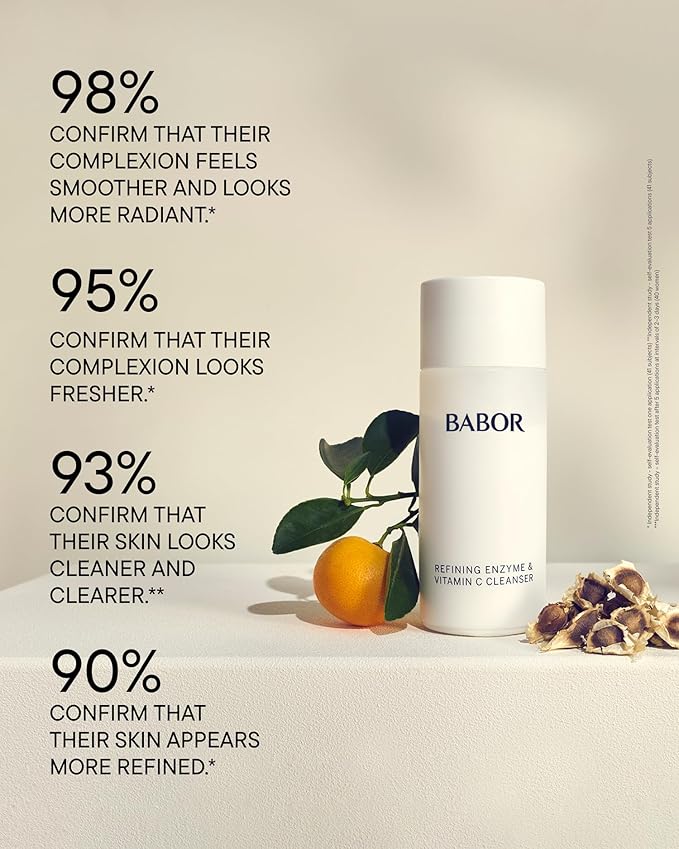 BABOR Refining Enzyme & Vitamin C Cleanser, Enzyme Powder Cleanser, Exfoliating Face Wash Polish, Gentle Facial Scrub to Brighten and Even Complexion