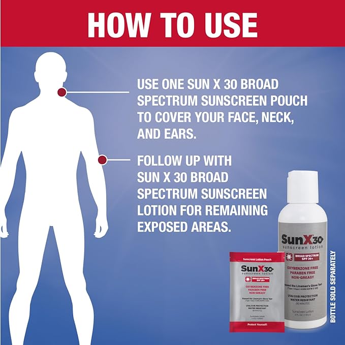 CoreTex Sun X 30+ SPF Individual Sunscreen Packets Travel Size (10ct. with Carrying Case) - Free of Parabens, Oxybenzone, Octinoxate - Broad Spectrum (UVA/UVB) Sunscreen - Water Resistant up to 80 Min