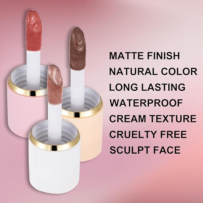 3Pcs Liquid Contour Makeup Trio with Bronzer Shade,