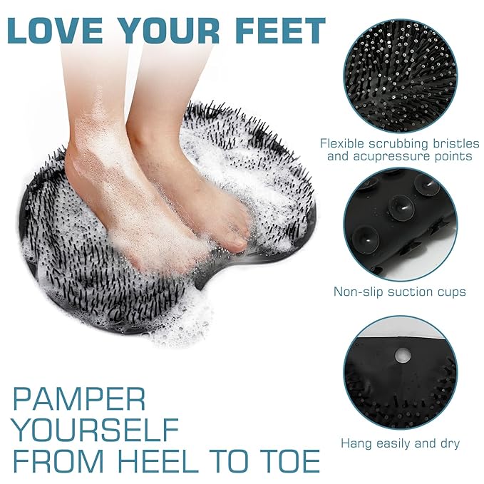 Shower foot scrubber mat back