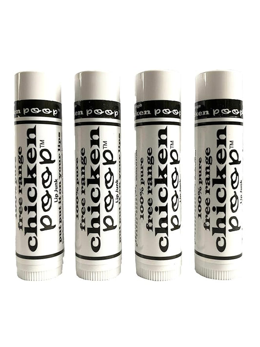 Chicken Poop Lip Balm Simone Chickenbone Original 100% Natural Moisturizer for Dry, Chapped Lips, 0.15 oz, Pack of 4